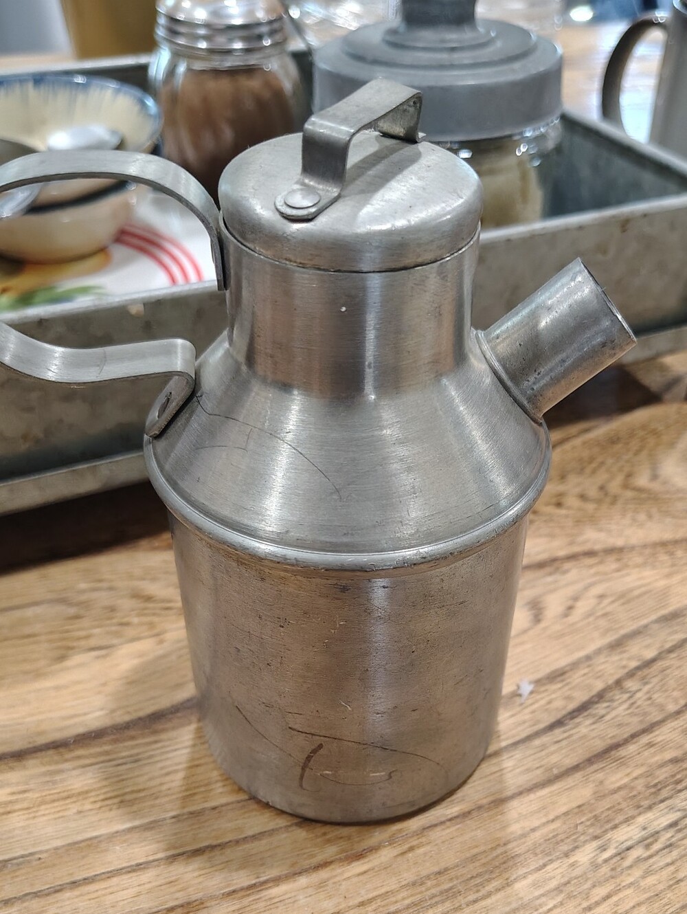 Vintage Spartan Pewter Creamer Milk Jug With Lid